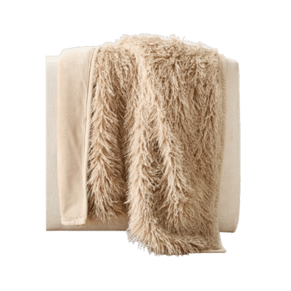 Taupe Sheepskin Throw Blanket